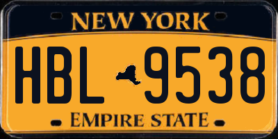 NY license plate HBL9538