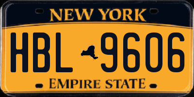 NY license plate HBL9606