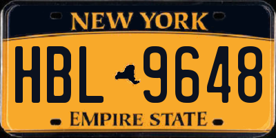 NY license plate HBL9648