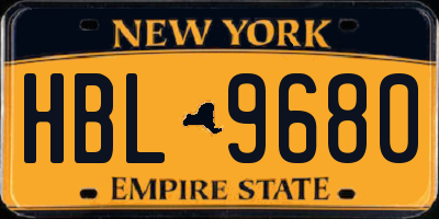 NY license plate HBL9680