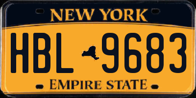 NY license plate HBL9683