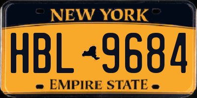 NY license plate HBL9684