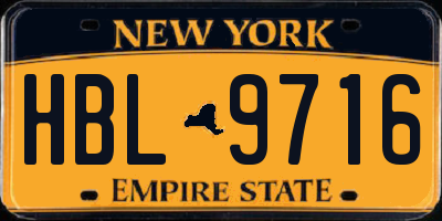 NY license plate HBL9716
