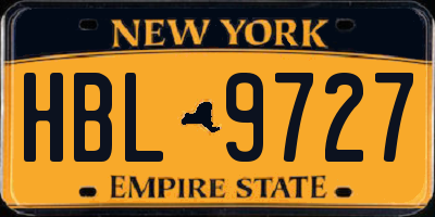 NY license plate HBL9727