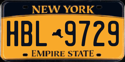 NY license plate HBL9729