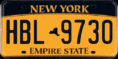 NY license plate HBL9730