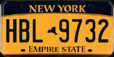 NY license plate HBL9732