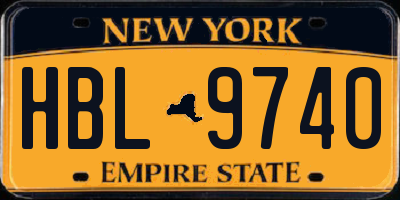 NY license plate HBL9740