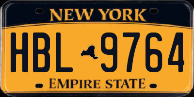 NY license plate HBL9764