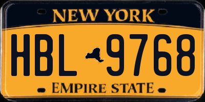 NY license plate HBL9768