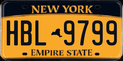 NY license plate HBL9799
