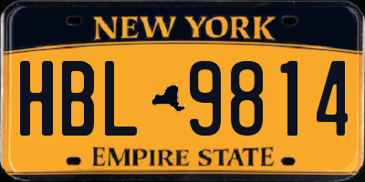 NY license plate HBL9814