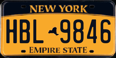 NY license plate HBL9846