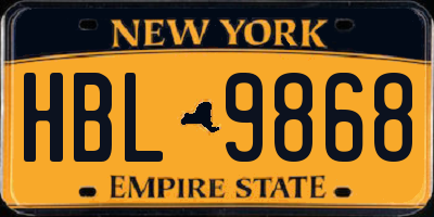 NY license plate HBL9868