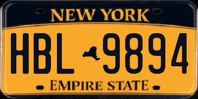 NY license plate HBL9894