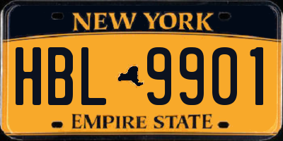NY license plate HBL9901