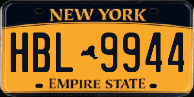 NY license plate HBL9944