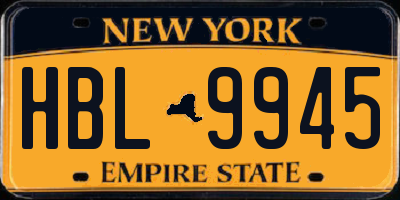 NY license plate HBL9945