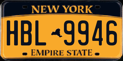 NY license plate HBL9946