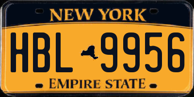 NY license plate HBL9956