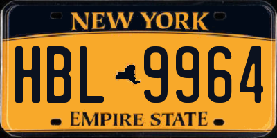 NY license plate HBL9964