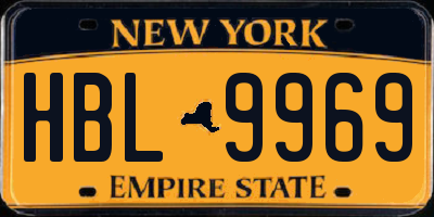 NY license plate HBL9969