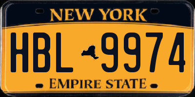 NY license plate HBL9974
