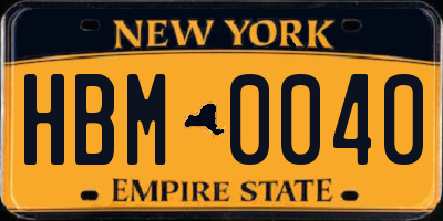 NY license plate HBM0040