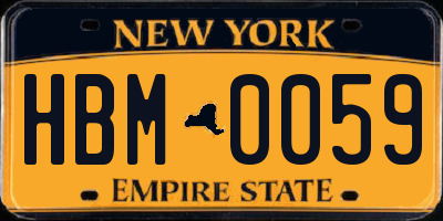 NY license plate HBM0059