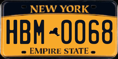 NY license plate HBM0068
