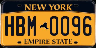 NY license plate HBM0096