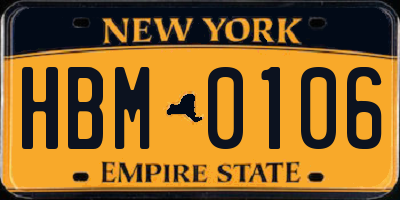 NY license plate HBM0106