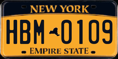NY license plate HBM0109