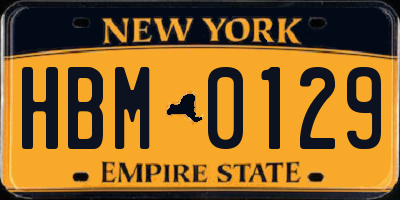 NY license plate HBM0129