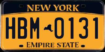 NY license plate HBM0131
