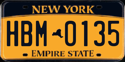 NY license plate HBM0135