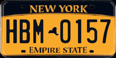 NY license plate HBM0157
