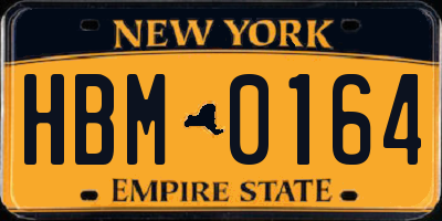 NY license plate HBM0164