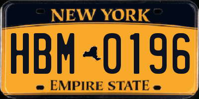 NY license plate HBM0196