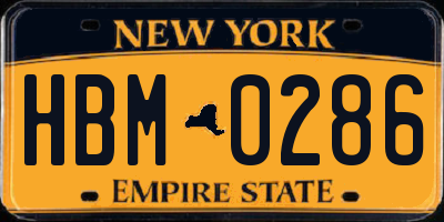 NY license plate HBM0286