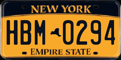 NY license plate HBM0294