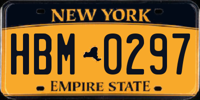 NY license plate HBM0297