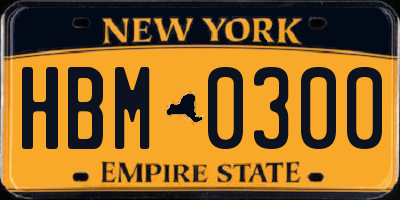 NY license plate HBM0300