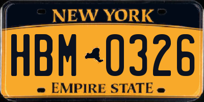 NY license plate HBM0326