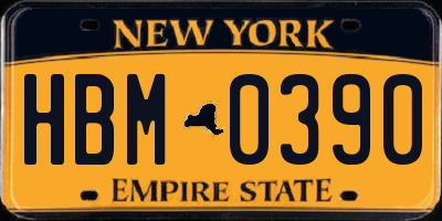 NY license plate HBM0390