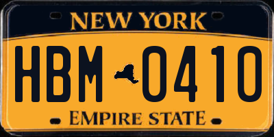 NY license plate HBM0410