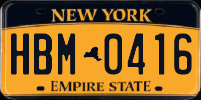 NY license plate HBM0416