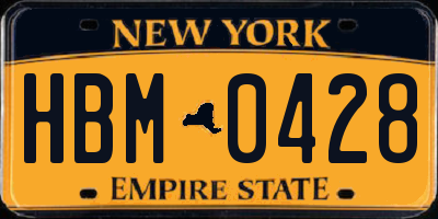 NY license plate HBM0428