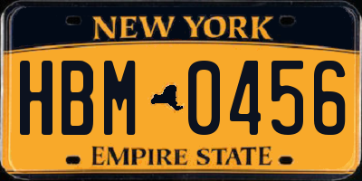 NY license plate HBM0456