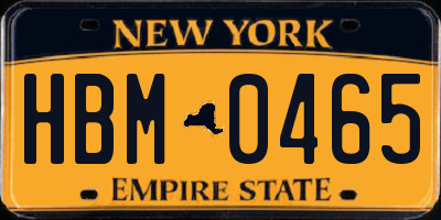 NY license plate HBM0465